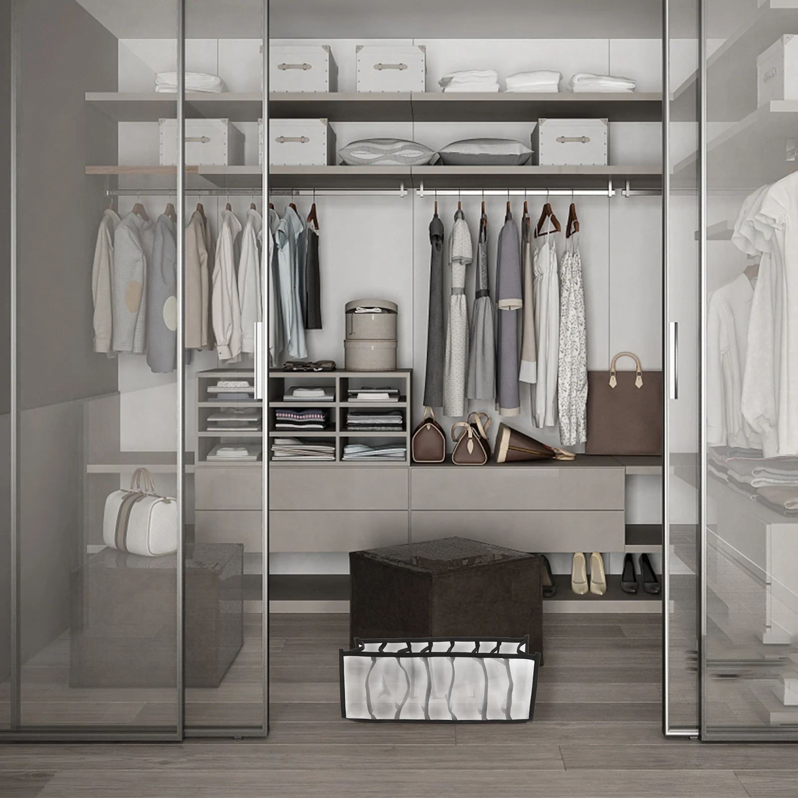 

Classified Storage Tray Underwear Socks Organizer Bin Multiple Compartments Storage Container for Bra Tie Daily Use Tidy