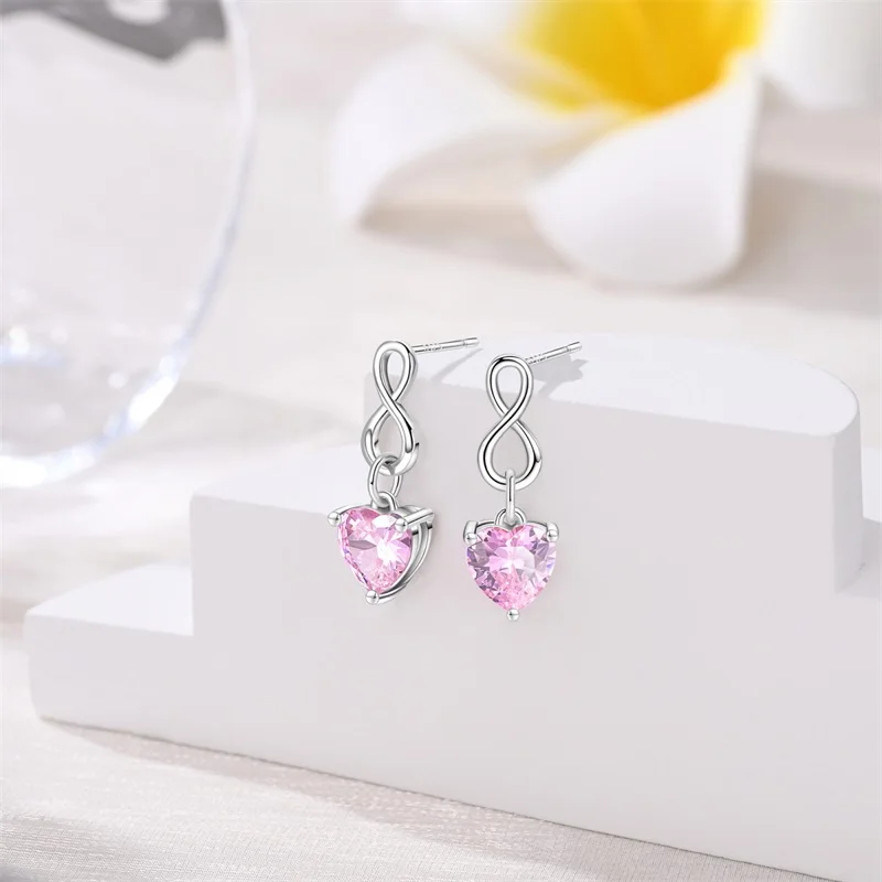 

New 925 Sterling Silver Pink Girl Women Earrings Brilliant Wedding Engagement Star Earrings Jewelry Gift