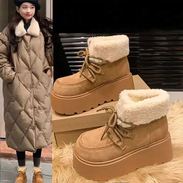 

Women's Fashion Snow Boots Fluffy Plush Faux Fur Soft Boots Woman Winter Indoor Comfortable Outdoor Women Shoes bottes femmes