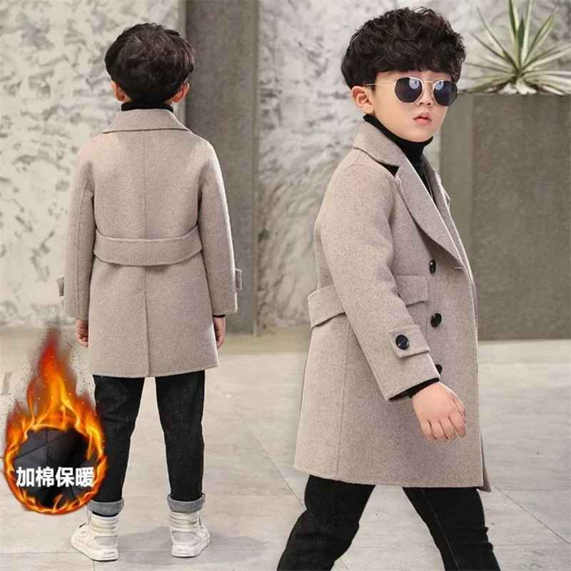 

Girls Wool Coat Jacket Outerwear 2023 Newest Thicken Plus Velvet Winter Autumn Cotton Children's Clothing