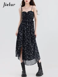 Jielur-vestido Floral de gasa para mujer, vestido Midi coreano de una pieza, elegante y encantador, para primavera y verano, Y2k