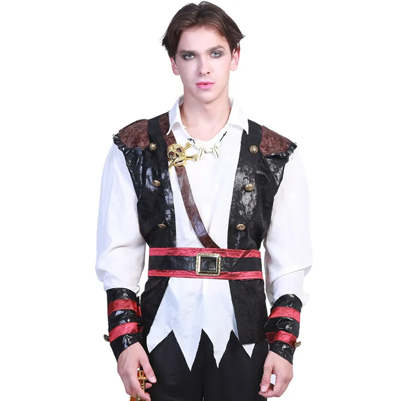 Costumes de pirate des caraïbes pour hommes, robe de fête de carnaval de carnaval de carnaval de carnaval de pirate de Halloween, robe de jeu de rôle de boule masquée