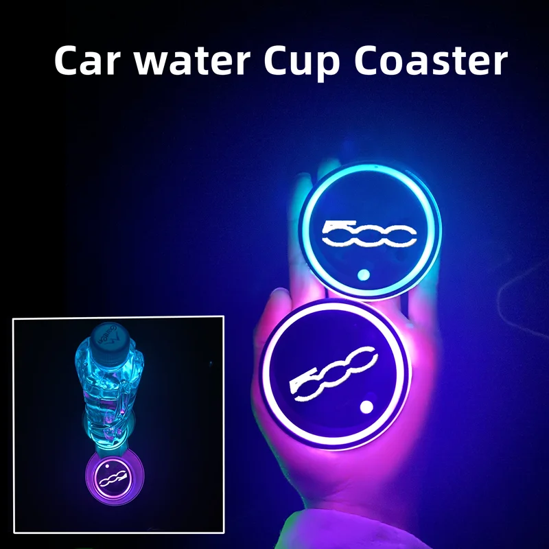 

7 Color Luminous Car Cup Coaster Holder Car Led Atmosphere Light For Fiat 500 Tipo grande punto ducato bravo palio panda doblo