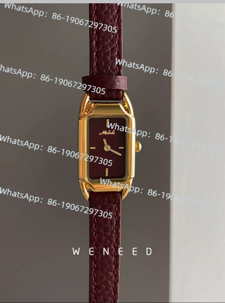 

Красные нишевые легкие роскошные высококачественные простые модные прямоугольные кожаные женские часы