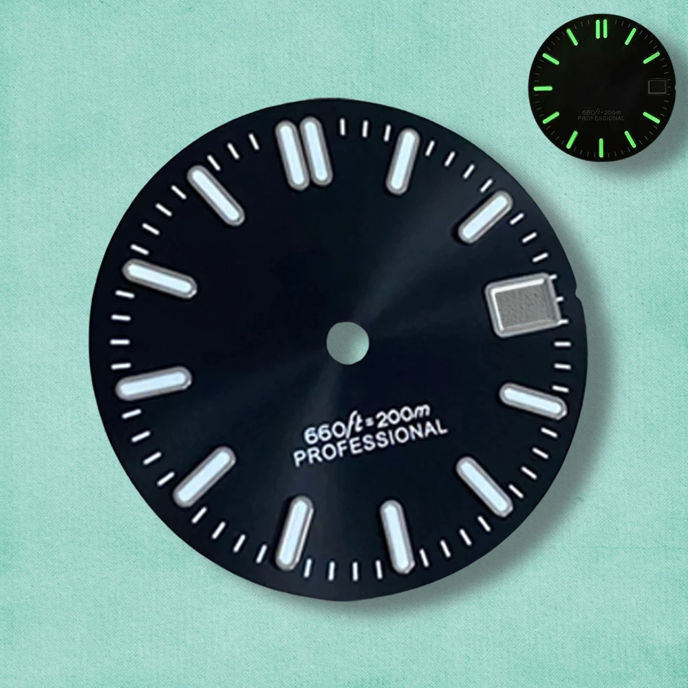 28.5 مللي متر جودة عالية S شعار NH35 التدرج أشعة الشمس الهاتفي صالح NH35/NH36 حركة الأخضر مضيئة NH35 اكسسوارات