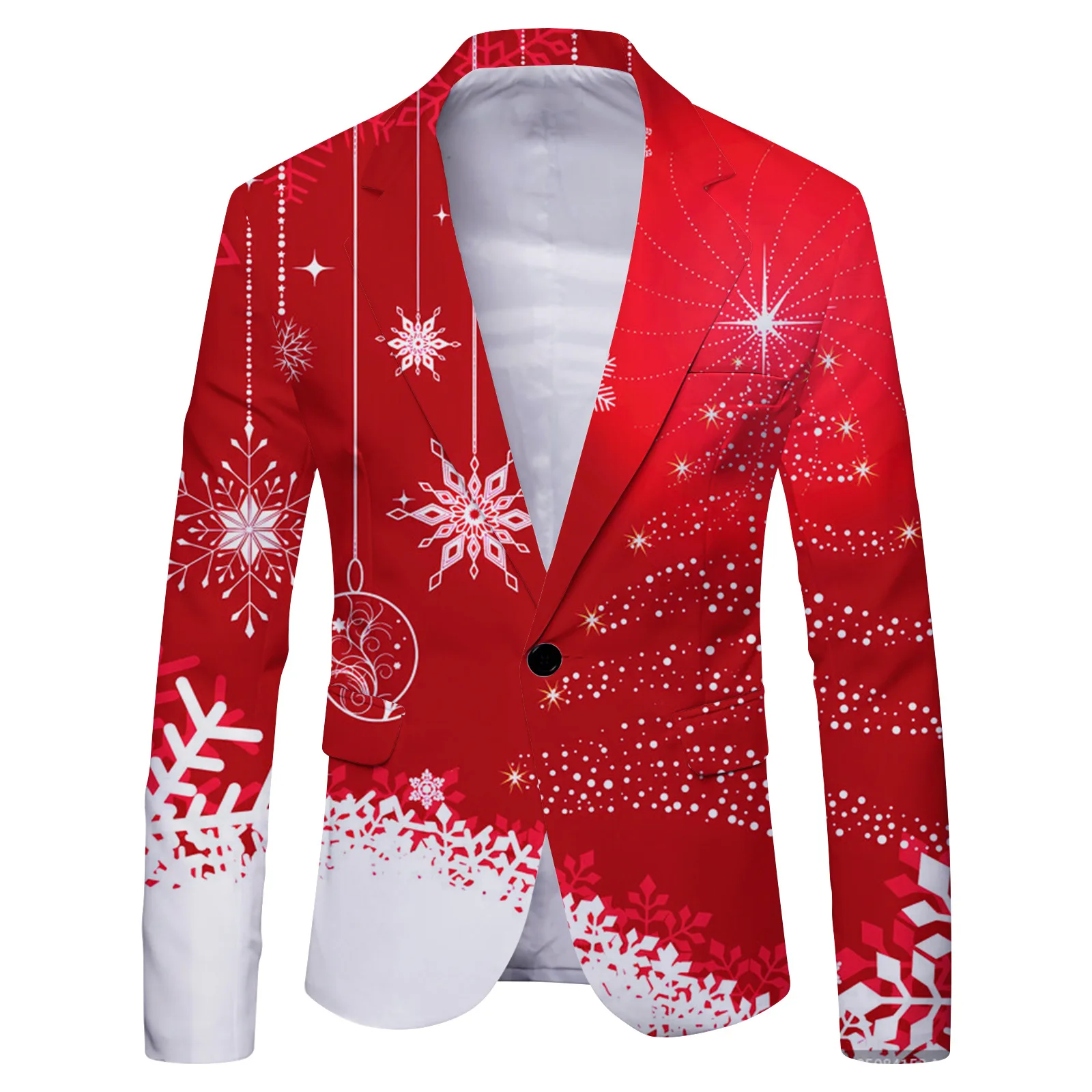 

2026 Мужской новый рождественский блейзер на одной пуговице с цифровой печатью на фестивале льда и снега