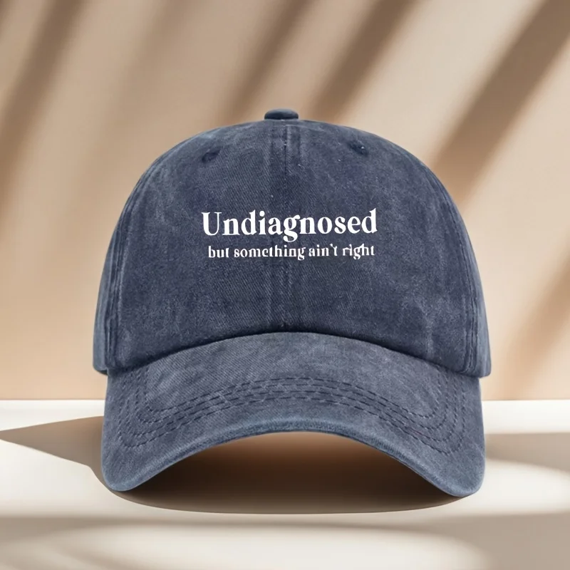 Tela tejida. Gorra de béisbol snapback ajustable retro con estampado "no diagnosticado pero algo Ain't Right" - Azul marino Unisex O