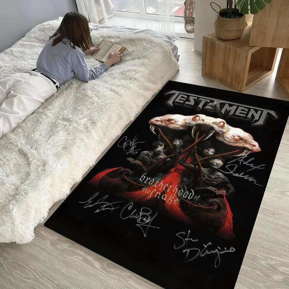 

T-Testament Heavy Rock Band Floor Mat Soft Thickened Non-Slip Door Mat for Living Room Home Decor Flannel Rugs