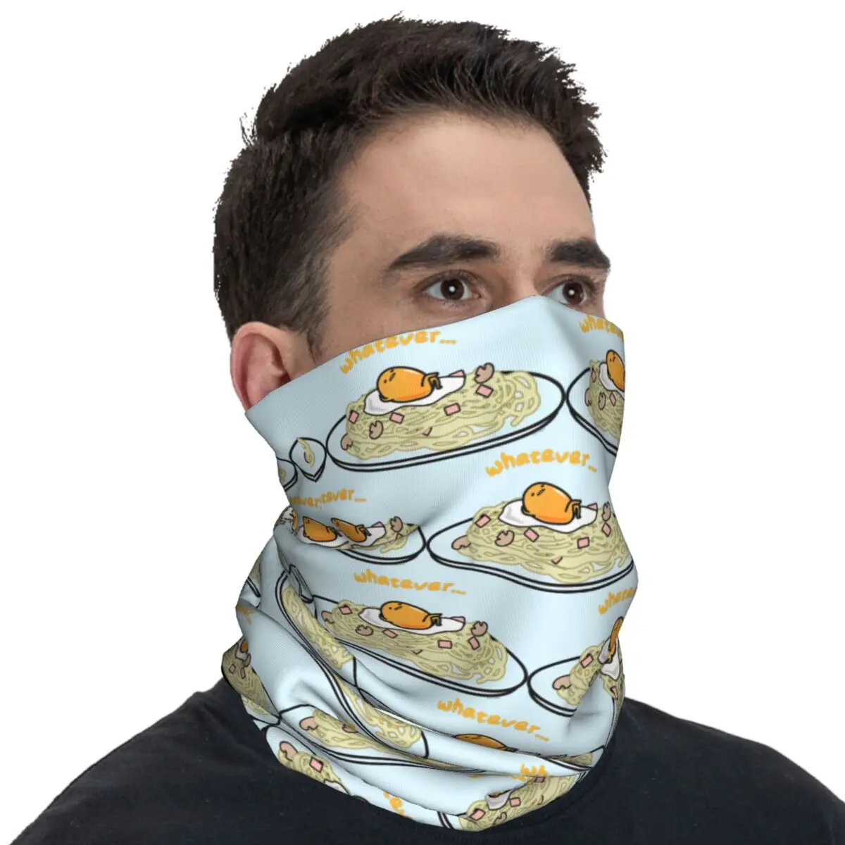 Gudetama Whatever Pasta Balaclava Hiking Camping Tactical Mask Couple  Cool UV Protection Bicycle Mask Soft Bike Scarf Bandana