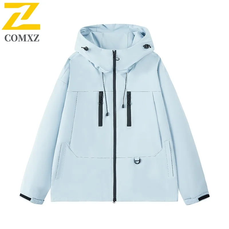 

COMXZ 2025 Spring Autumn New Outdoor Single Layer Thin Mountaineering Windproof Breathable Couple Windbreaker Jacket Casual Coat