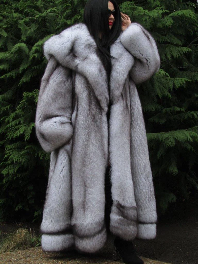 Women's faux fur coat long hooded elegant fashion casual street faux fur coat