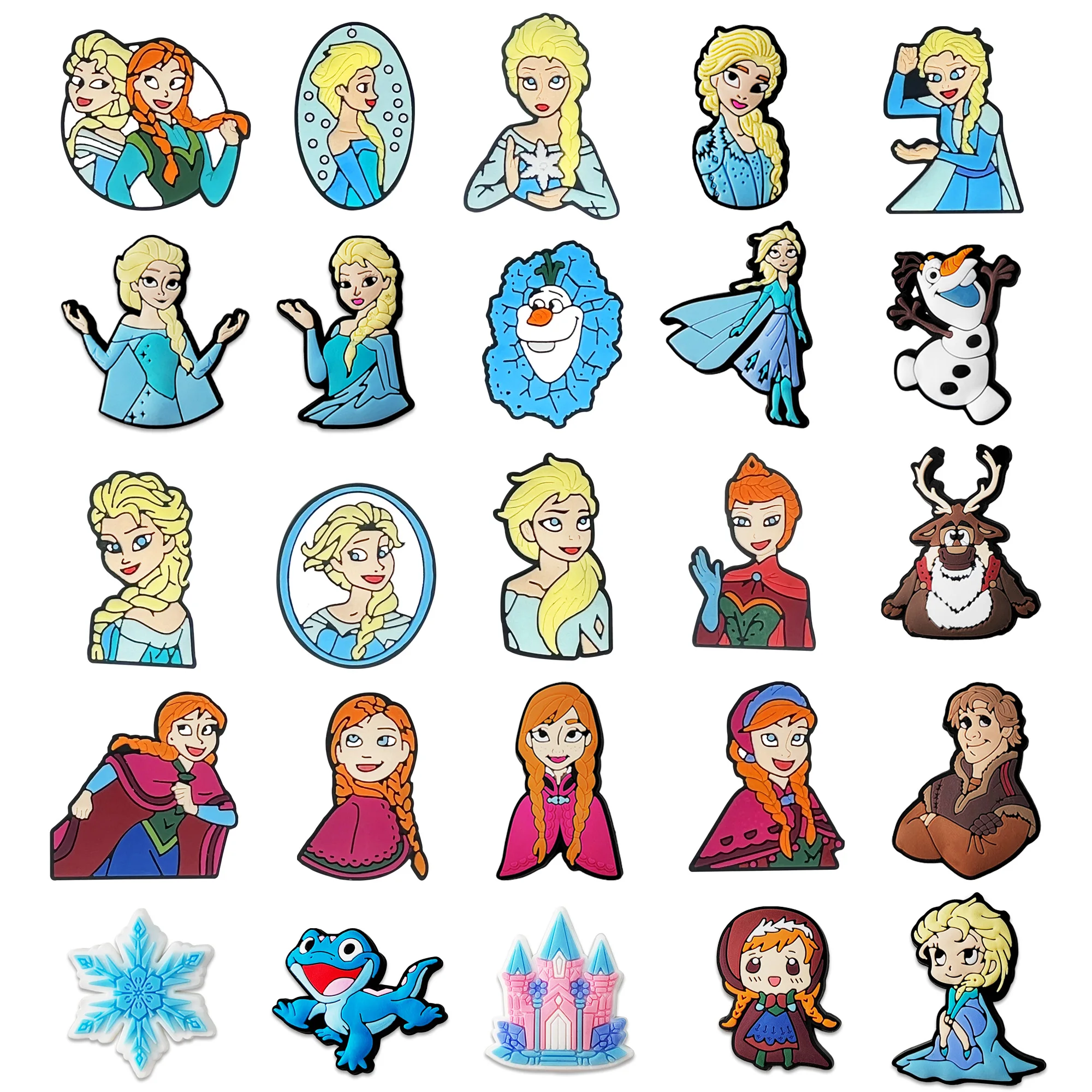 25 pz/set Frozen Princess Series for Shoe Charms accessori per Classic Clog Shoe Decoration Fit Wristband regali per bambini