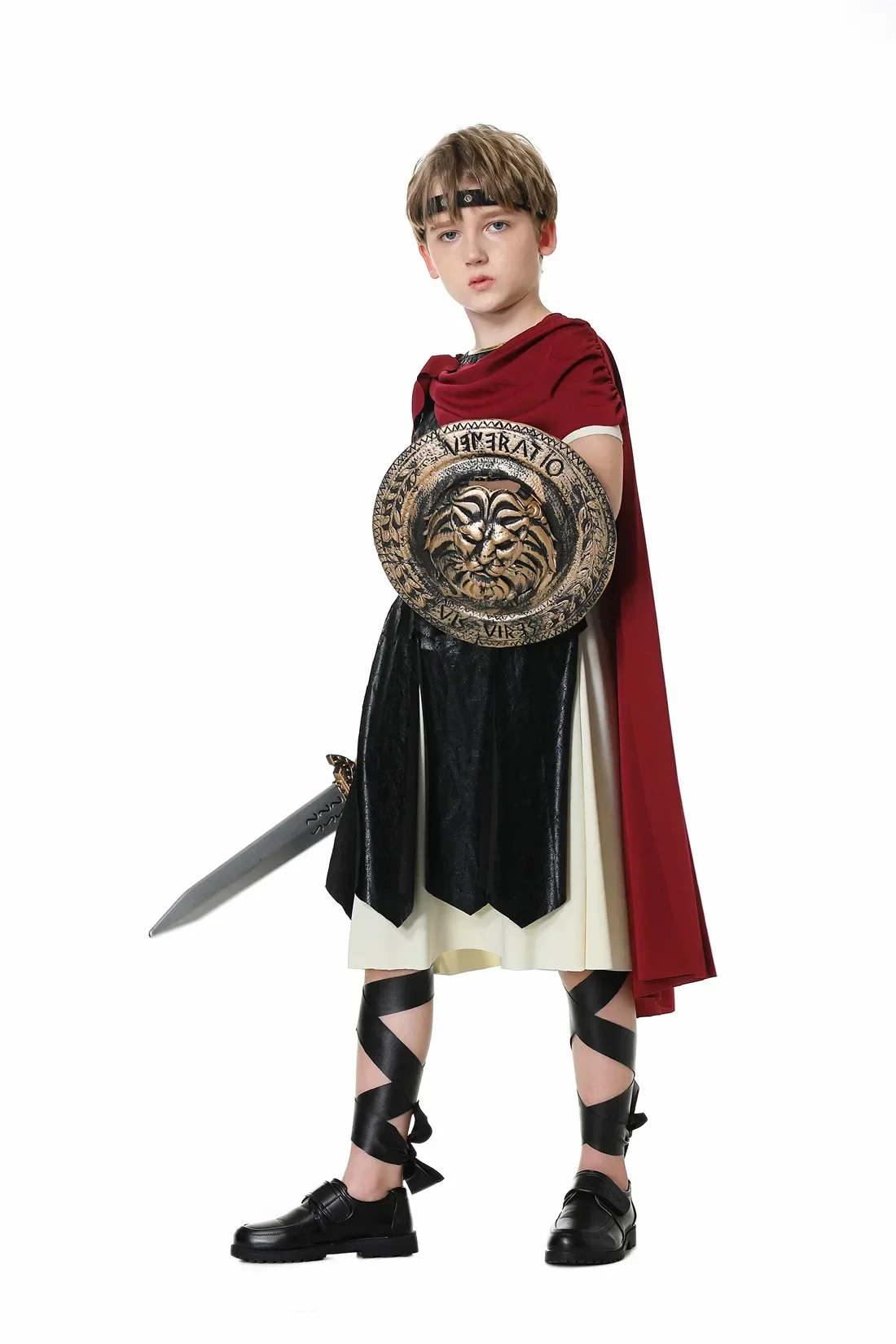 

Children's Ancient Roman Warrior Costume for Adult Men Cosplay Spartan Warrior Outfit Includes Helmet And Tunic