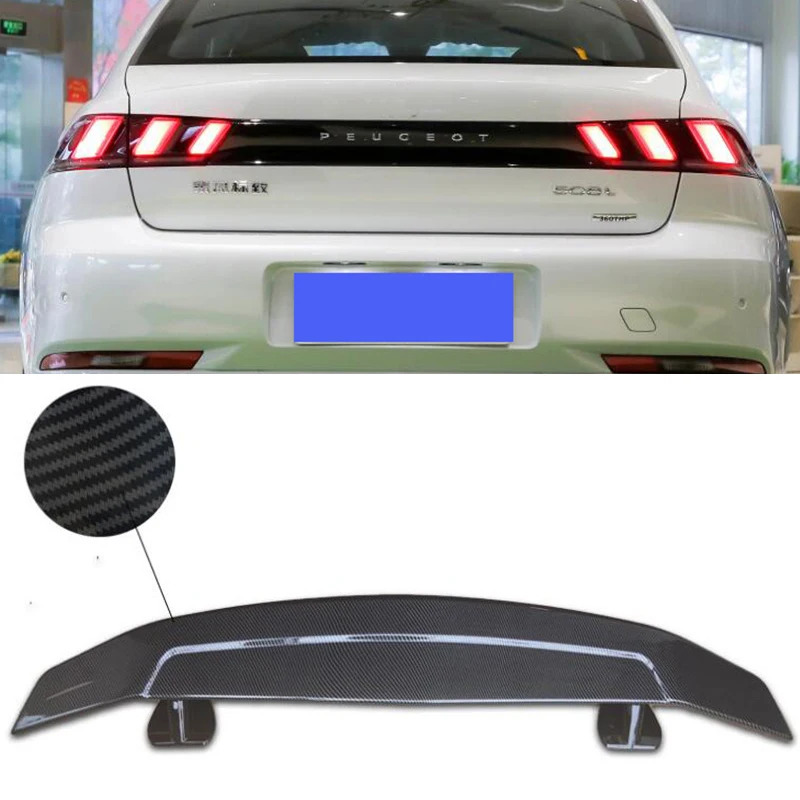 CEYUSOT For Universal GT Spoiler WING NEW Peugeot 508 ABS Material Sedan Car Trunk Rear Lip Tail Decoration Accessories 2008-UP