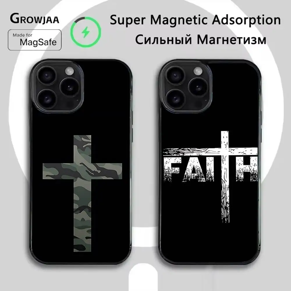 

Bible Jesus Christian Cross Faith Case For iPhone 17,16,15,14,13,12,11,Pro,Max,Plus,Mini,SE4, Magnetic Magsafe Wireless Charging