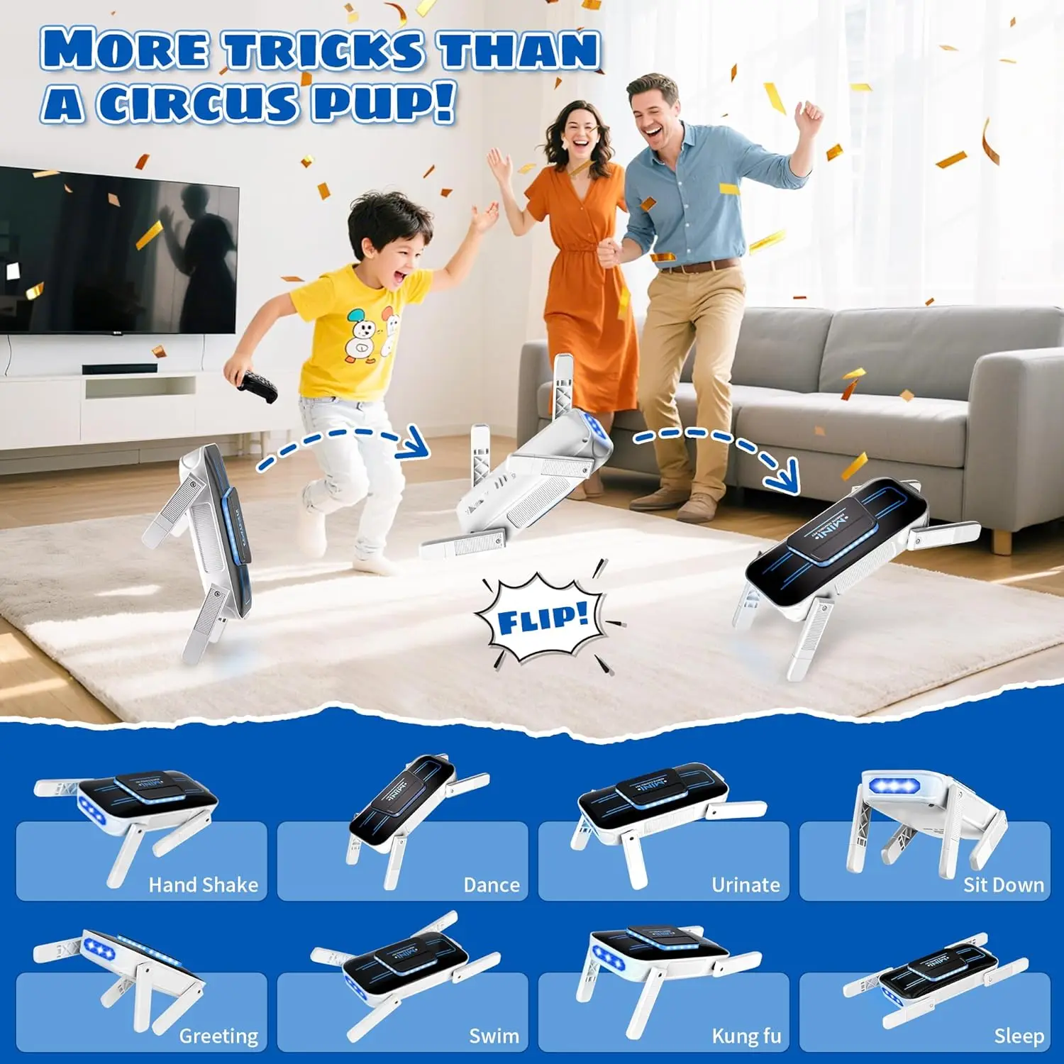 インテリジェントRCスマートドッグインタラクティブスタントメカニカルペットドッグ、タッチセンサー搭載、歌う踊るロボットドッグおもちゃ（男の子向け）