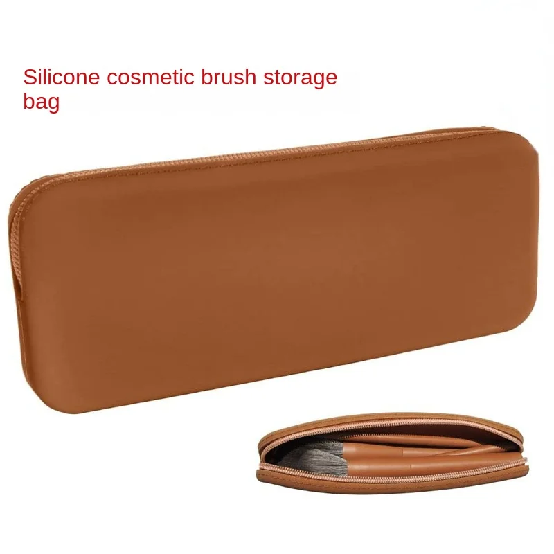 Bolsa de almacenamiento de cosméticos de silicona, organizador portátil de gran capacidad para brochas de maquillaje, resistente al agua