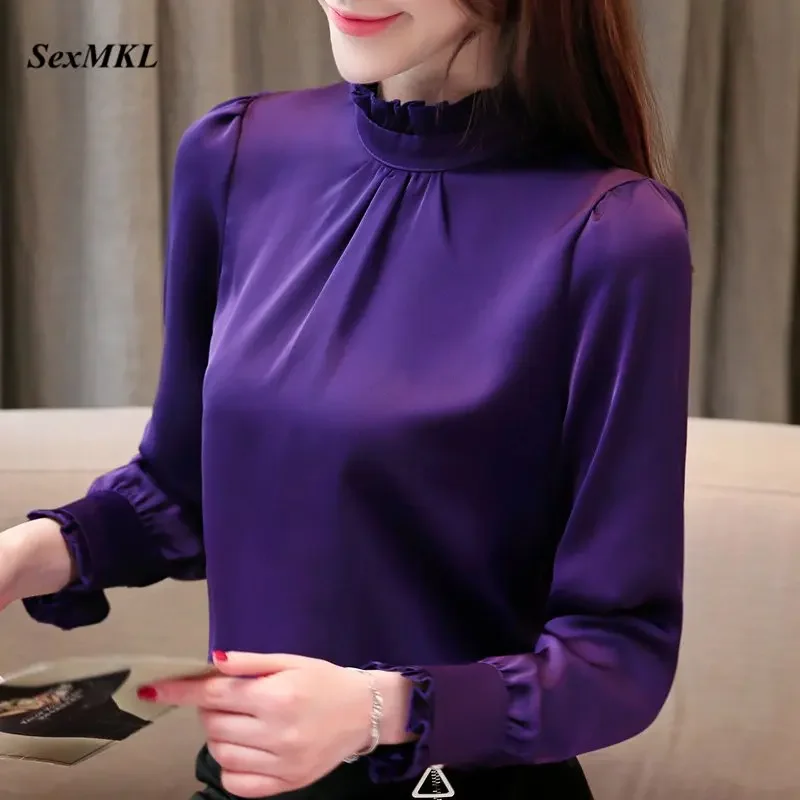 Fashion Chiffon Blouse Women 2024 Long Sleeve Tops and Blouses Office Lady Korean Style Streetwear Clothing Shirts Blusas Mujer