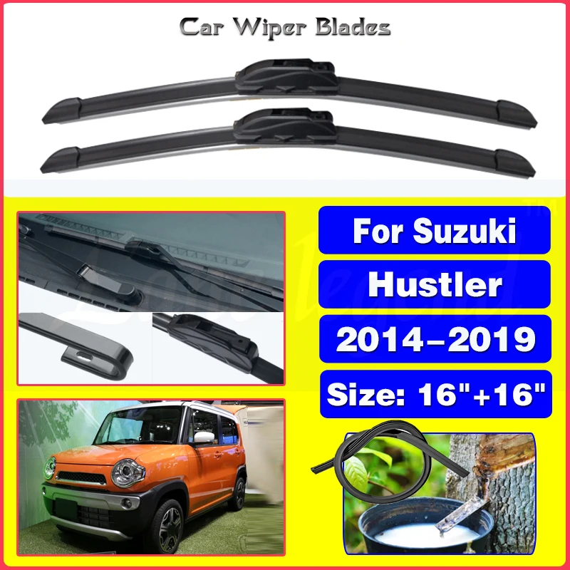 

Front Wiper Blades For Suzuki Hustler MR31S MR41S 2014-2019 Window Windshield Windscraeen Brushes Cleaning U J Hook 2018 16"+16"