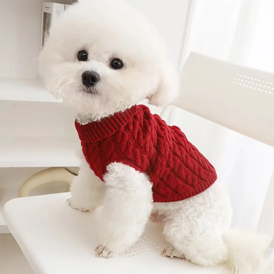 Puppy Dog Sweaters Knitted Pet Clothes for Small Medium Dogs Winter Warm Pet Turtleneck Chihuahua Soft Sweater Yorkshire Coat