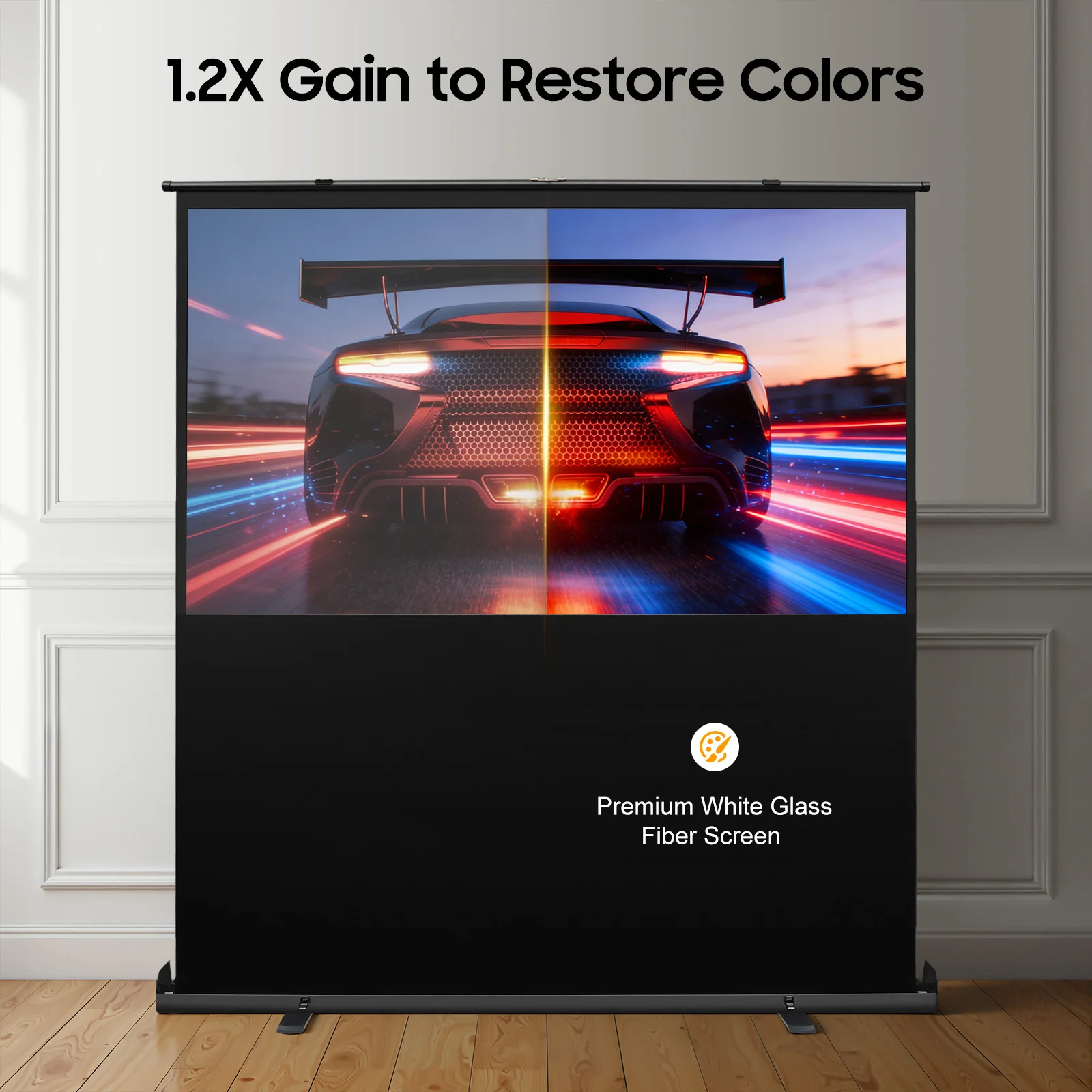 Full HD 3D Aufrollbare Projektionsleinwand Tragbare Projektionsleinwand Boden-Projektionsleinwand Unterstützt 4K 8K HDR 80-Zoll Höhenverstellbar