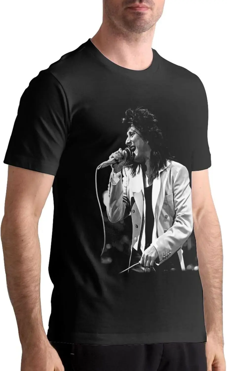 Steve Music Perry Men's T Shirts Short Sleeve Crew Neck Shirt Fashion Casual Men Top Black