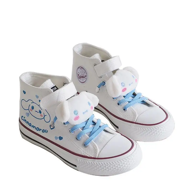 

2024 New Cosplay Anime Cinnamoroll Sneakers Children's Canvas Shoes Cute Cartoon Students Ligh-top Women's White Walking Shoes