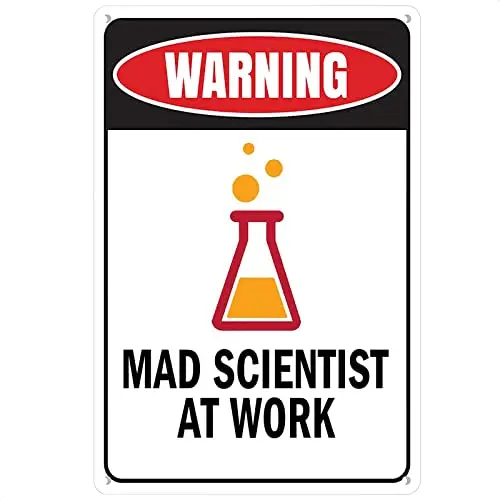 Mad Scientist Home Wall Decor - Mad Scientist Decorations Tin Signs Funny - Laboratory Sign Tin Metal Decor Mad Scientist P