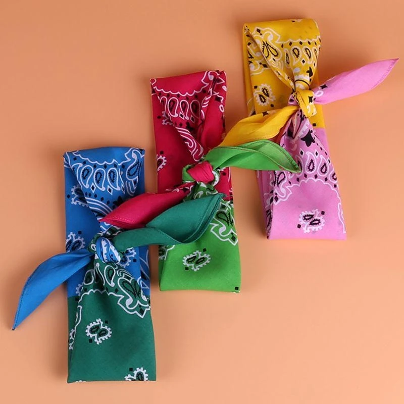 Colorblock Paisley Bandana Motorcycle Mask Square Scarf Handkerchief Cowboy Wrap