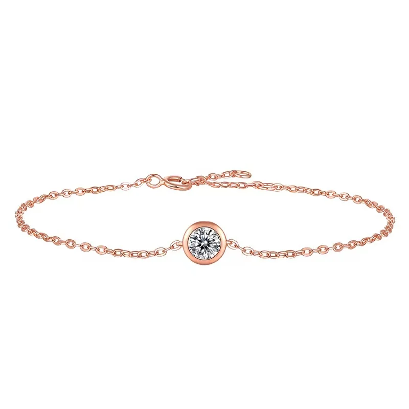 

0.5ct Round Moissanite Bubble Bracelet Women Rose Gold Plated 925 Silver D VVS1 Moissanite Charm Bracelets Bangle Pass Tester