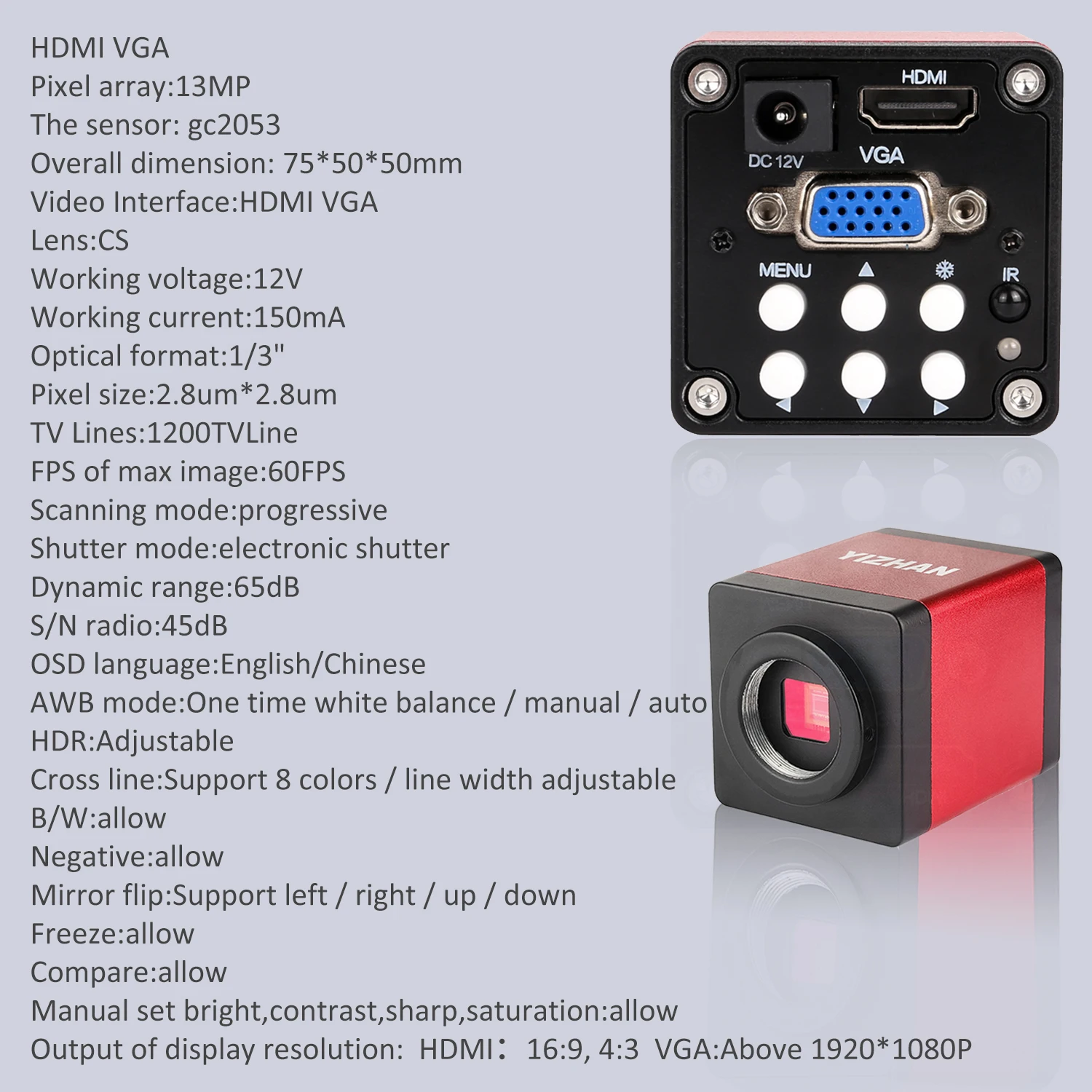 Imagem -03 - Yizhan-hdmi Câmeras Digitais Câmera de Solda Eletrônica Ferramentas Remotas Vga 13mp 1080p 60pfs Full hd
