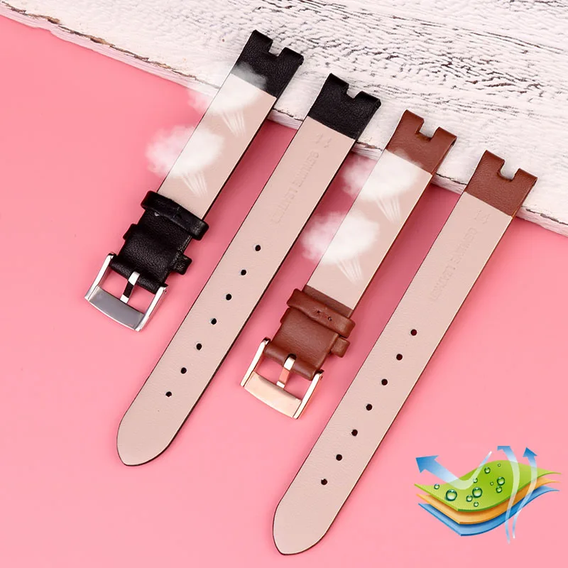 12-4mm 14-4mm Women\'s  Leather Watch Strap For Gucci Leather Notch Watch band YA141401 YA141505  Leather Watch Chain Wristband