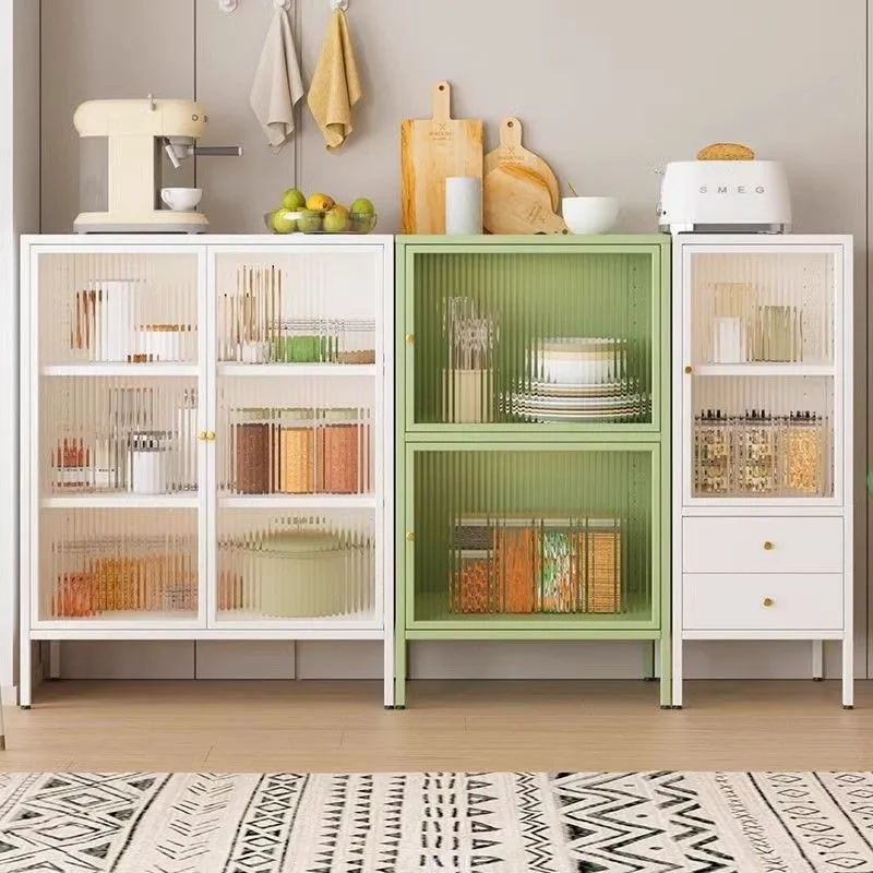 Kitchen Balcony Dining Side Wine Cabinet Tea Storage Locker Locker Tableware Wrought Iron Living Room