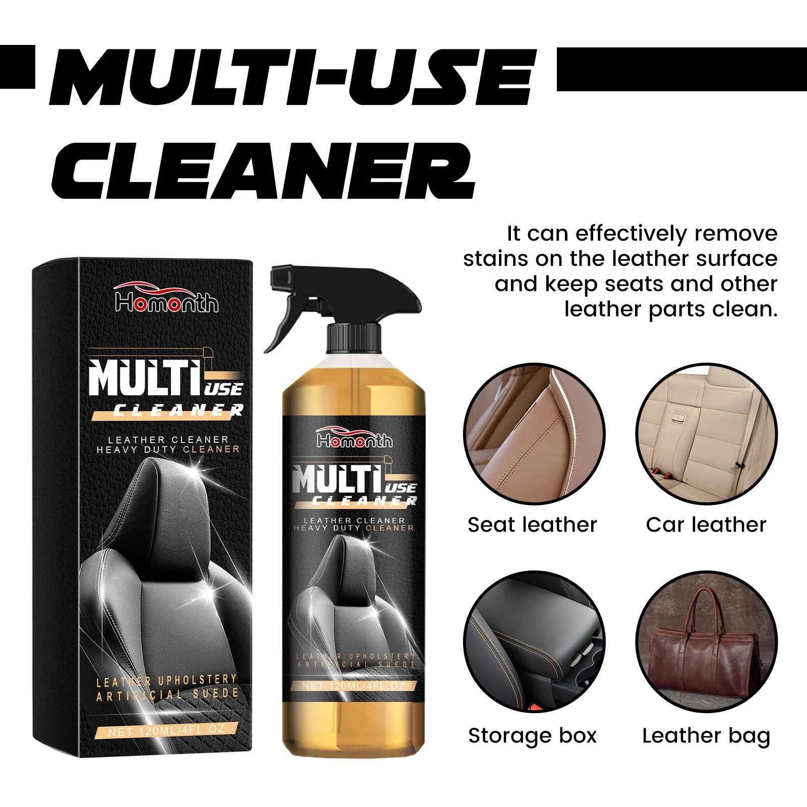 Homonth Car Interior Cleaner Deep Nourishing Leather Cleaner Convenient Seat Cleaner Leather Care For Car Interiors Furniture