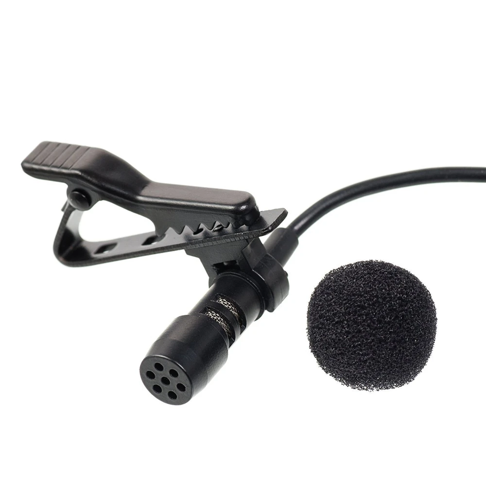 Clip-on Collar Tie Mobile Phone Lavalier Microphone Mic for iOS Android Cell Phone Laptop Tablet Recording Pen Laptop PU Pouch