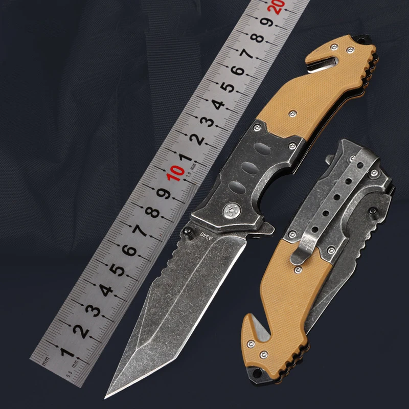 Tactical Knife Fin Folding Knife 5Cr13Mov Tanto Sharp Blade 420 Steel+G10 Handle Outdoor Camping Hunting Knife Survival Knife