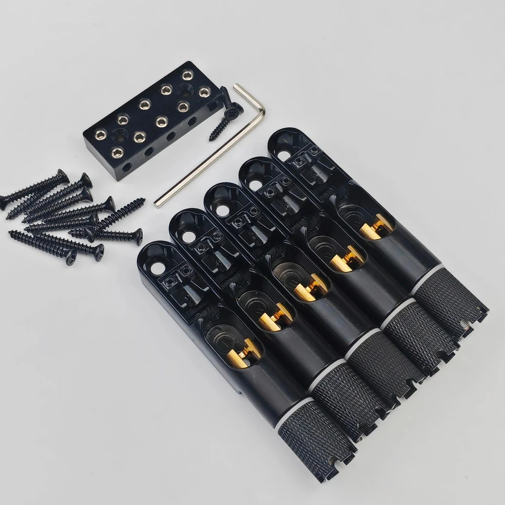 Guyker-Single String Fan Bass Bridge, Headless fixas Faned Bridges, baixo elétrico, preto, 4 pcs, 5 pcs