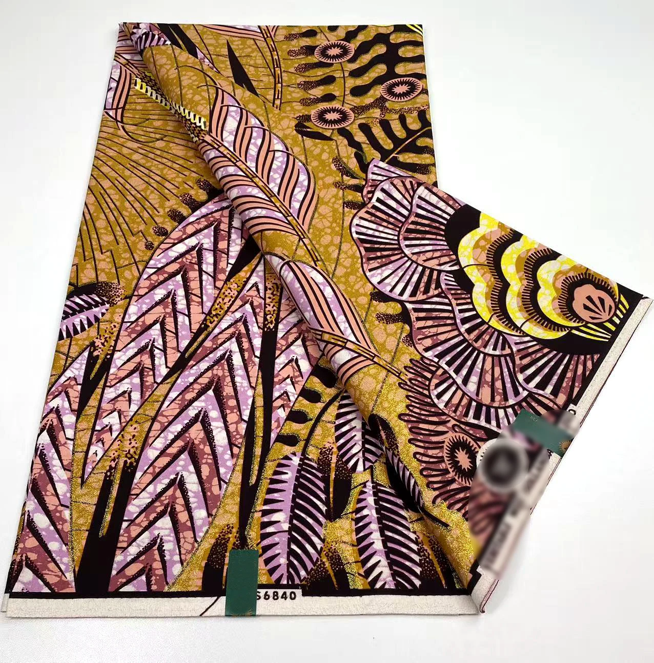 قماش شمع قطني أفريقي مطبوع قماش شمع جراند سوبر هولانداي شمع ذهبي لامع 6 ياردات لكل قطعة #5