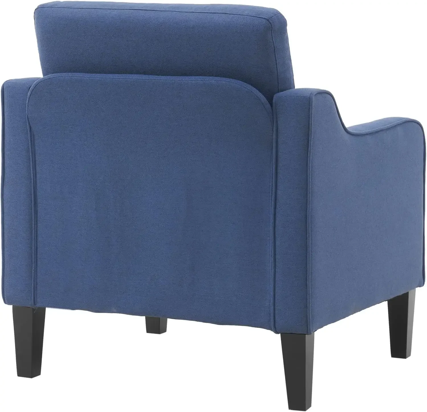 VINGLI Silla decorativa moderna de mediados de siglo, sillas decorativas de tela azul marino para sala de estar, sillón tapizado con brazos recortados para