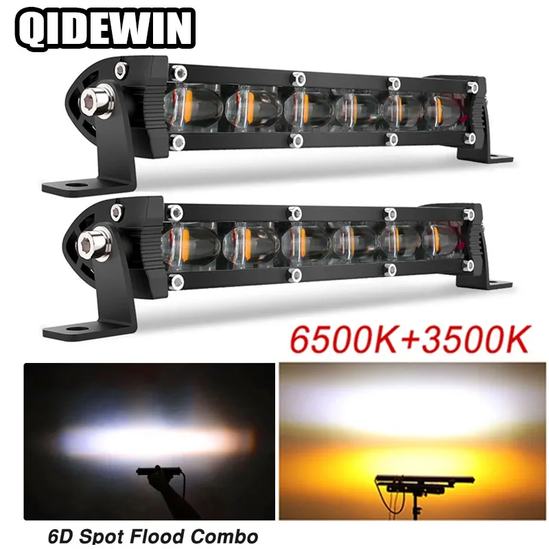 6D Ultra Strip LED Arbeitsleuchte 8 Zoll 14 Zoll 20 Zoll Fahrlicht Zweifarbige Nebelleuchte LED-Leiste für Motorrad Offroad SUV