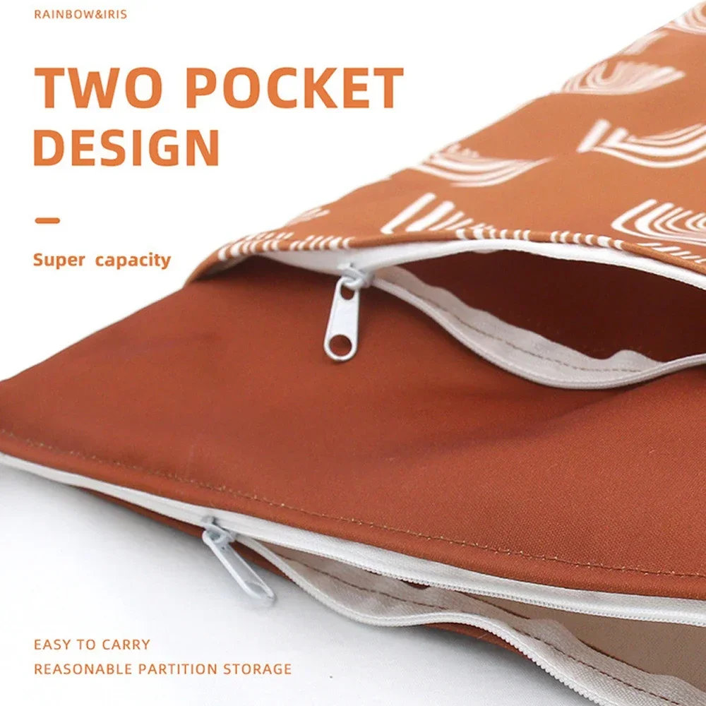 Baby Diaper Bag Wet Dry Bag with Two Zippered Large Capacity Infant Stroller Bags Waterproof Nappy Storage Pouch 30*40CM