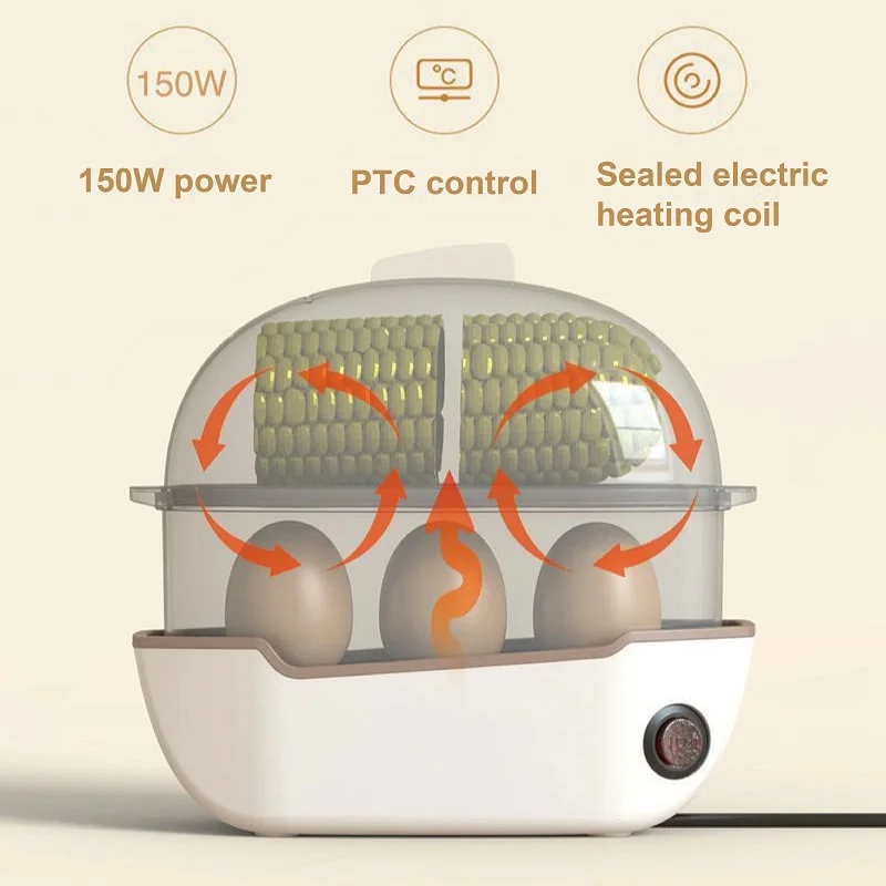 150W Portable Egg cooker Low Power Student Dormitory Mini Breakfast Machine Automatic Power Off Electric Steamer Kitchen Tool