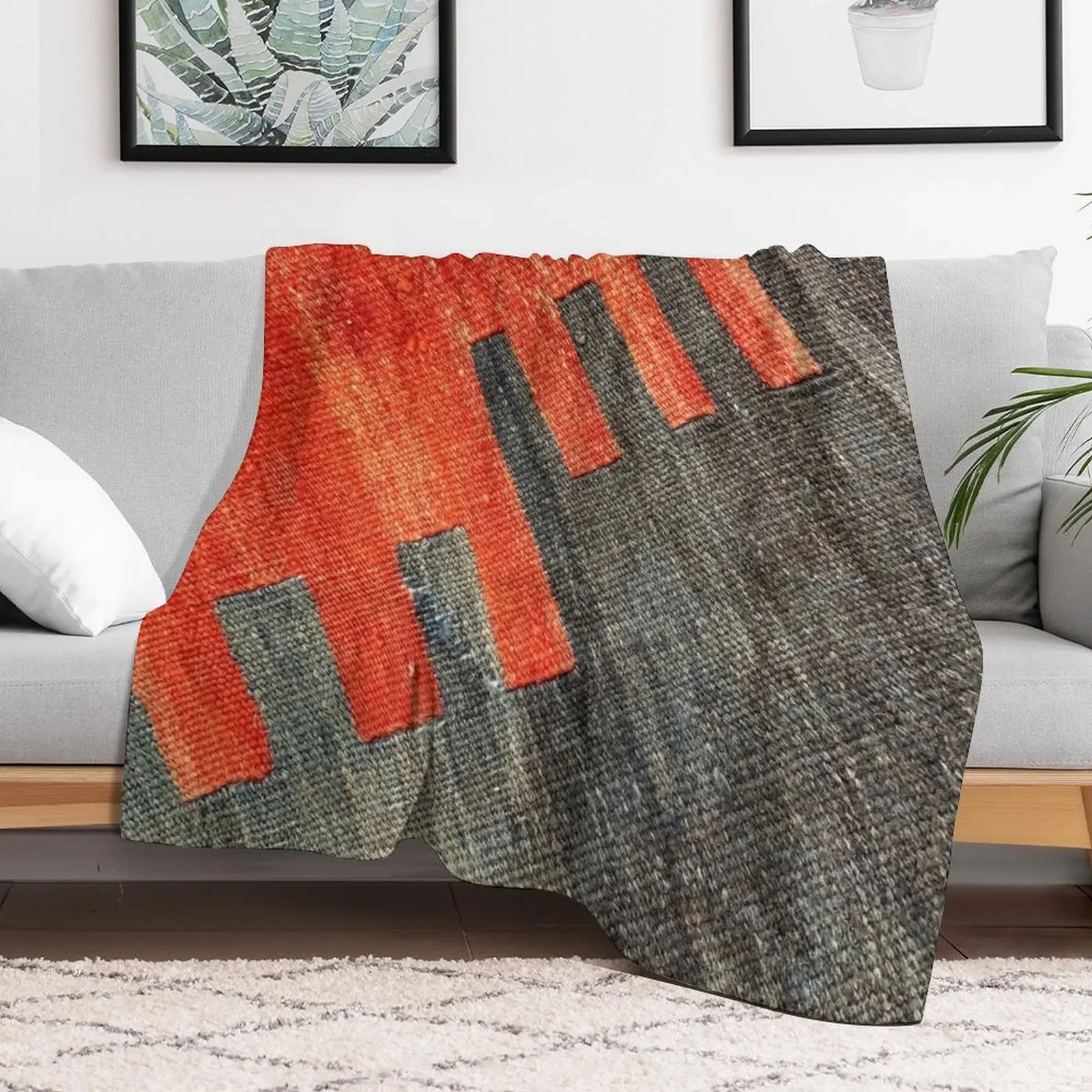 Vintage Decorative Kilim, Navaho Weave, Woven Aztec Textile Throw Blanket All Weather Soft Throw Blanket for Sofa