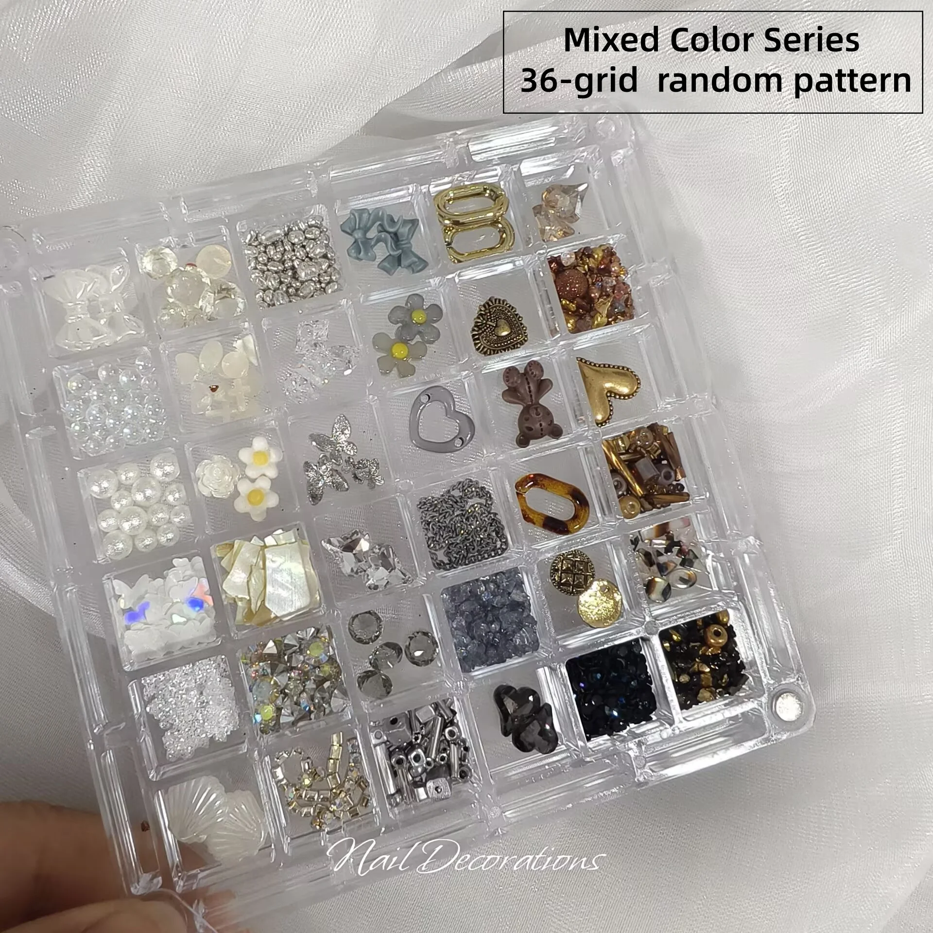 36Grids  Nail Flower Rhinestones  Shells Pearls  Sequins  Baroque  for Nail Art  DIY  Marine  Accessories Nail Decoration