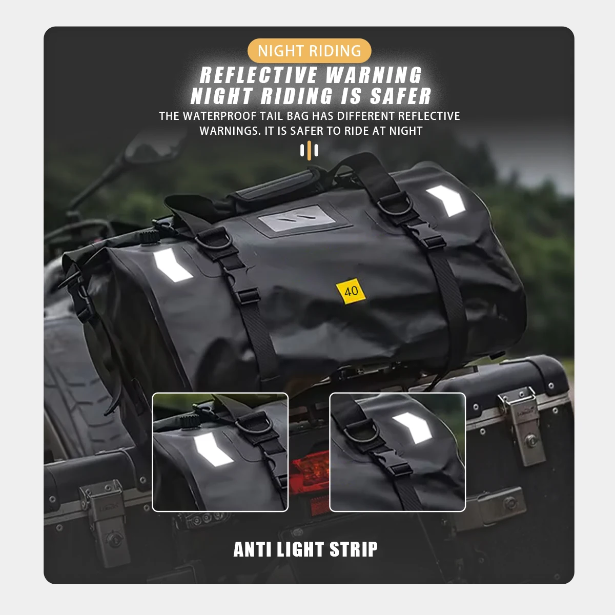 العالمي للدراجات النارية مقاوم للماء الذيل أكياس المقعد الخلفي أكياس الدراجات التخييم حقيبة سفر أكياس السرج تخزين الأمتعة الجانبية #5