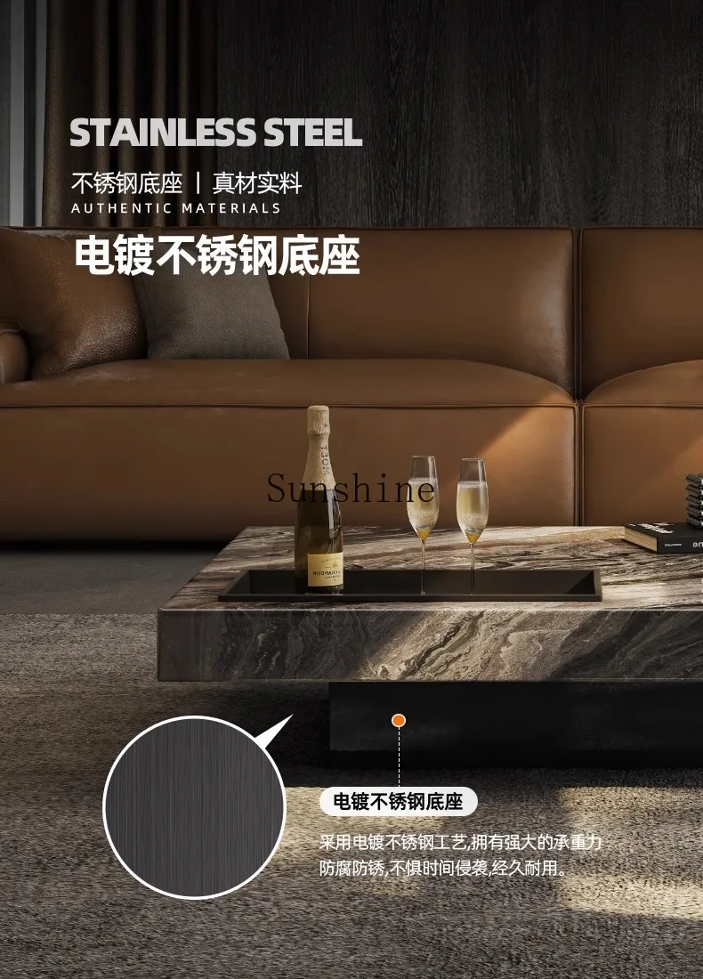 Italian minimalist household high-end square luxury stone coffee table table