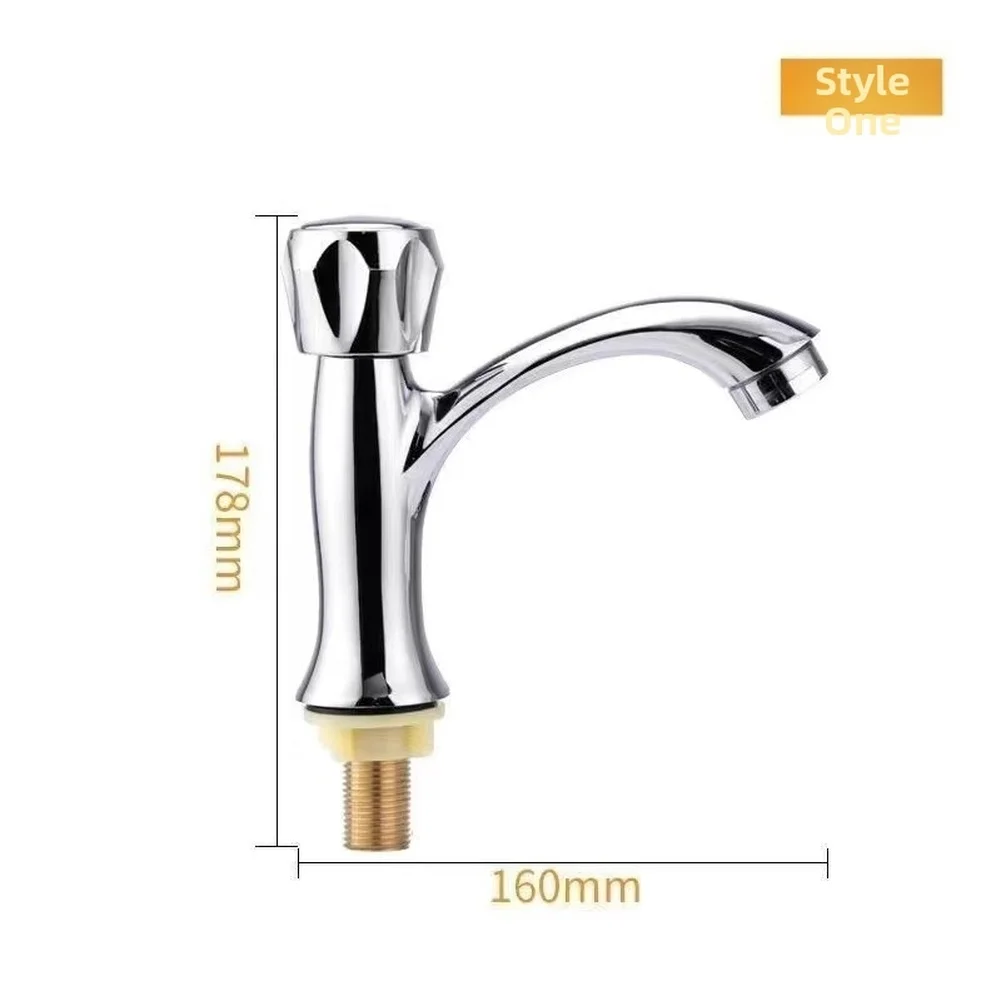 Zinc Alloy Single Hole Washbasin Faucet Cold Water Supply with Reliable Flow Control and Electroplated Durability