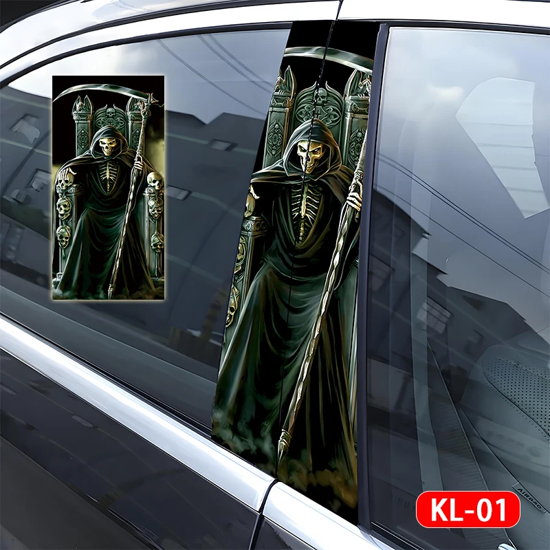 1pcs/2pcs Car Stickers Graffiti Death's Skull Waterproof Auto Vinyl Decals Anime Decoration for Automobile B-pillar