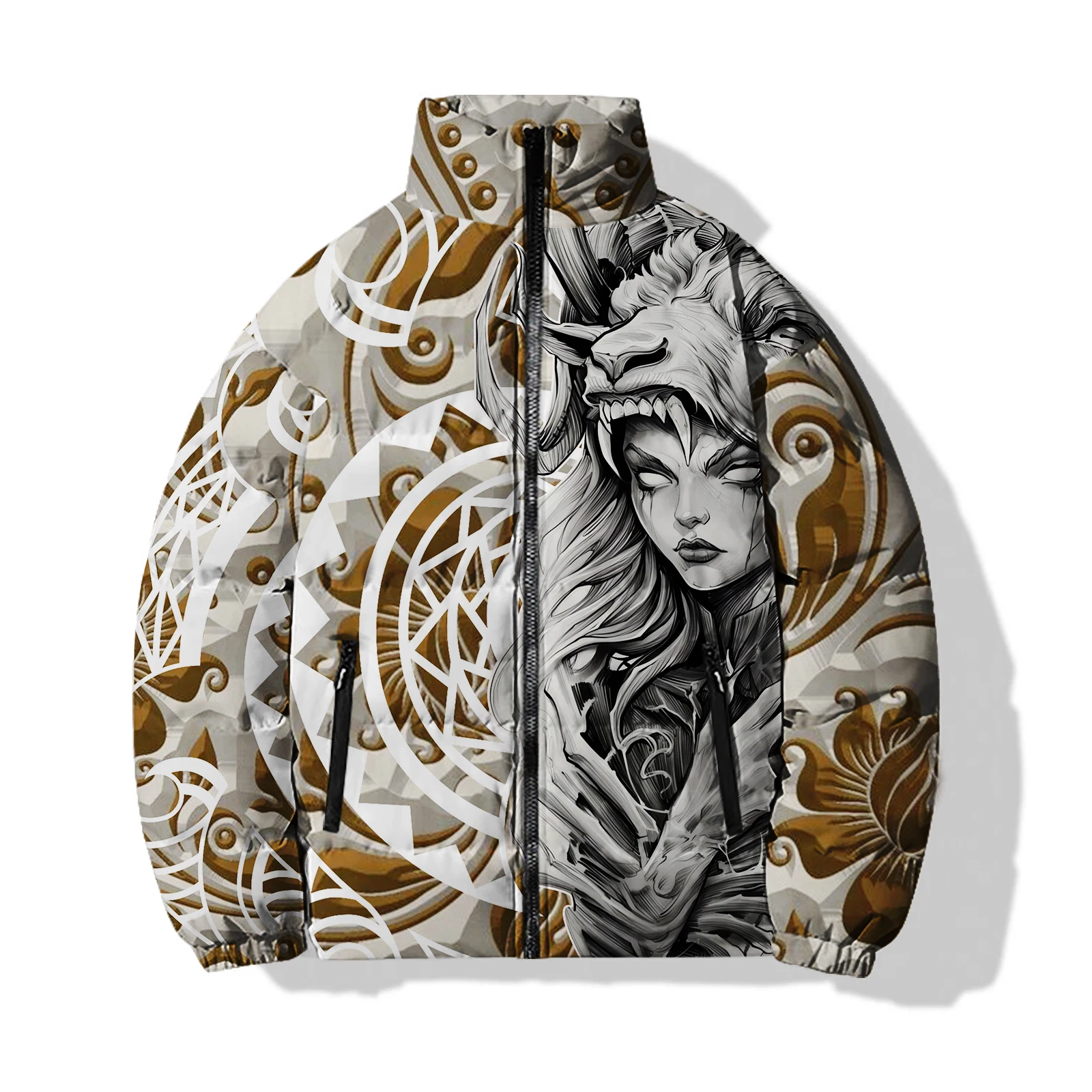 Medusa Male Coat Trendy Design Men\'s Puffer Goddess Cool Men\'s Winter Coats Man Warmth High Quality Japanese Style Nun Witch