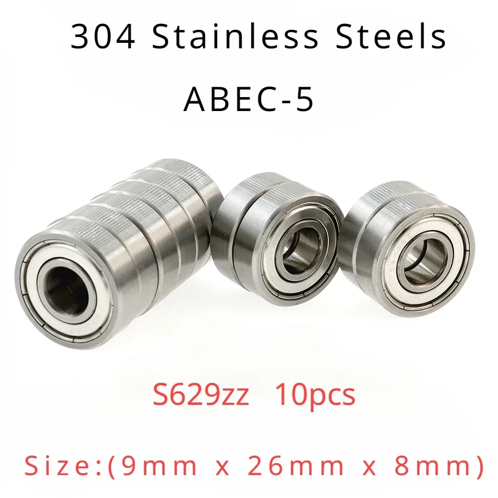 

Veekaft High Performance 304 Stainless Steels ABEC-5 Miniature Deep Groove Ball Bearings - S629zz 9mm26mmx8mm of 10pcs